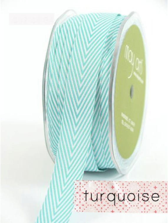chevron twill tape, turquoise, 2 yards