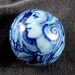 turquoise and cobalt painted porcelain bead