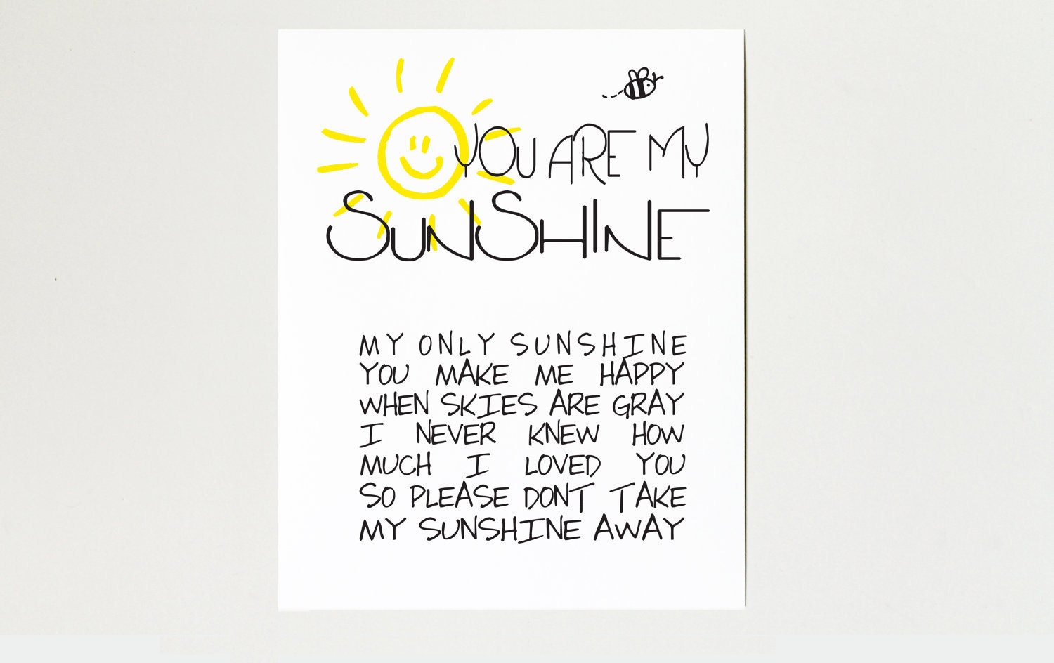 Personalized Children Decor - You Are My Sunshine Nursery Rhyme, Children's Art Print, kids wall art