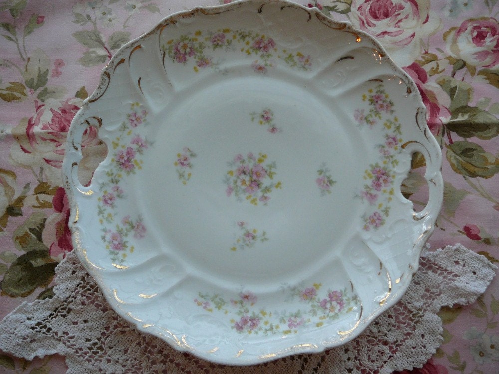 Porcelain Plate: From Germany With Delicate Pink Cottage Roses
