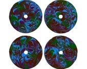 Recycled Repurposed Upcycled Painted CD's Abstract Art Coasters - Burgundy, Brown, Green & Blue - Set of 4