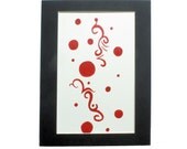 Red & White Minimalist Abstract 11x14 Gouache Painting - Free Shipping