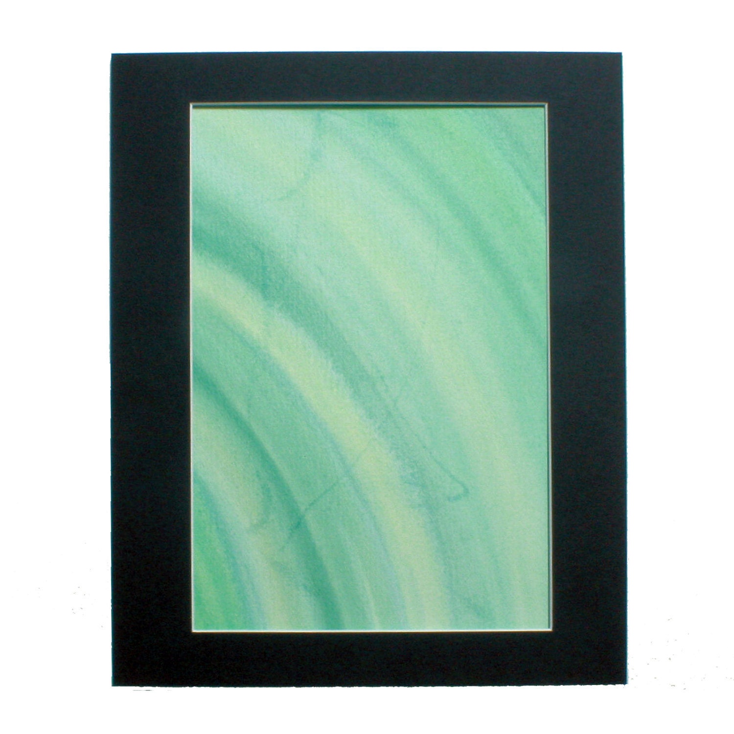 Soft Green, Teal & Light Yellow Abstract 11x14 Watercolour Painting