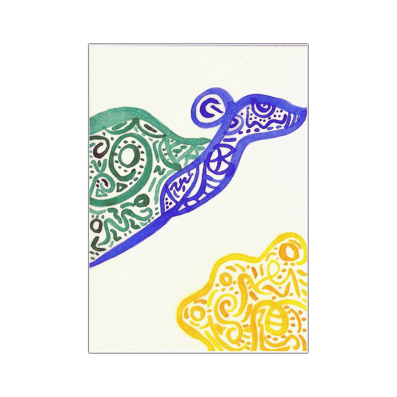 Green, Blue & Yellow Original Tori Amos Inspired ACEO