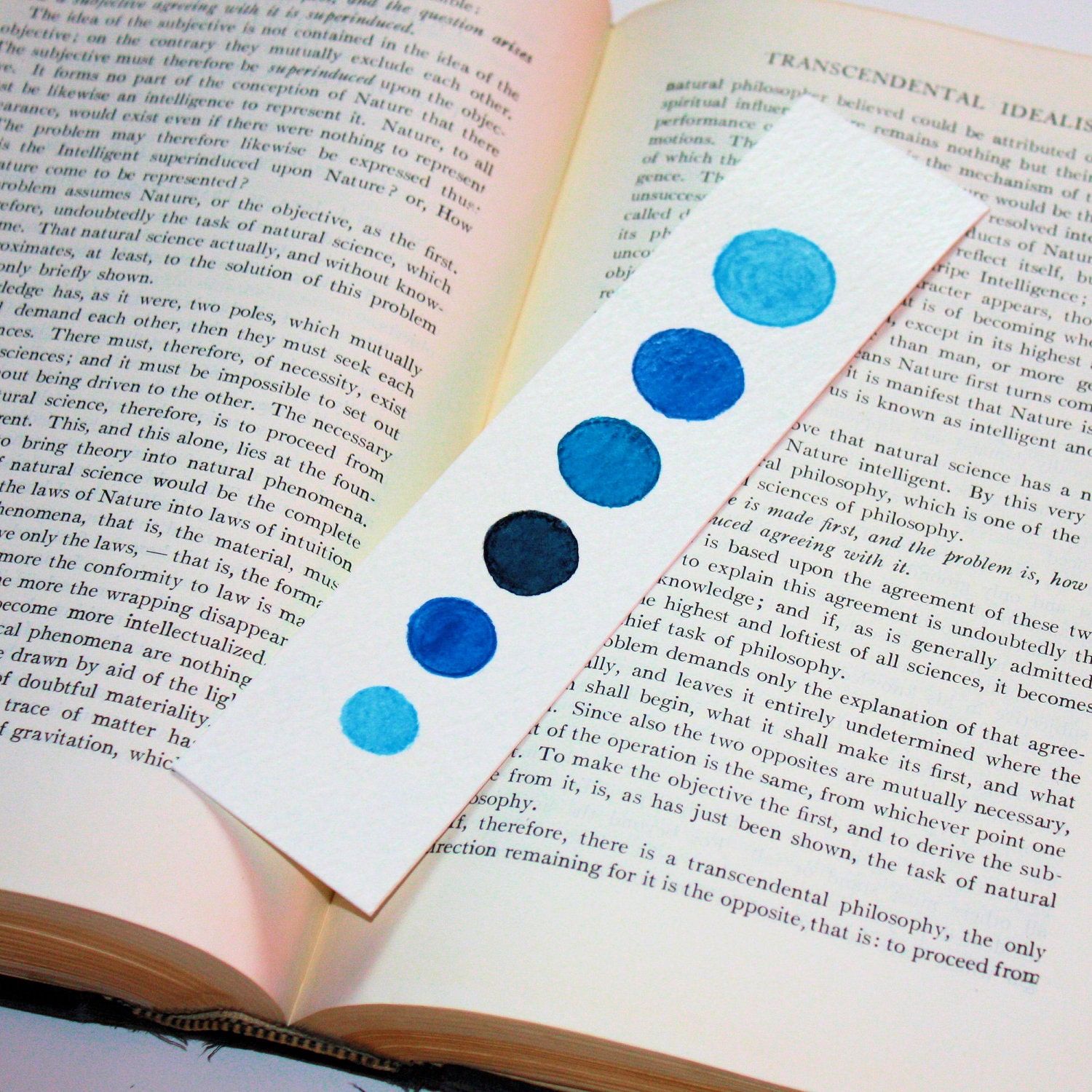 Shades of Blue & Indigo Hand Painted Art Bookmark in Watercolor with Free Shipping