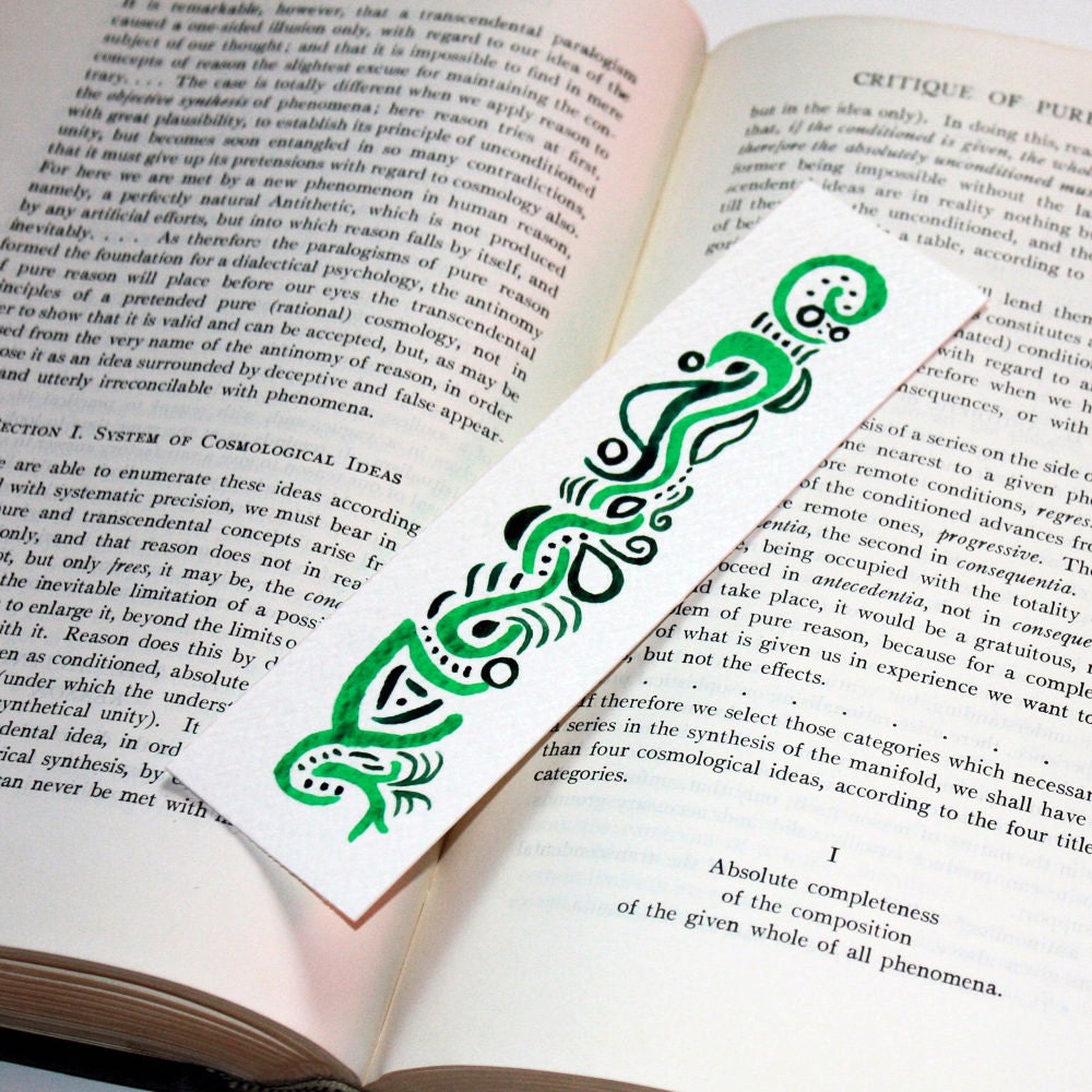 Green Watercolor Art Bookmark - Hand Painted