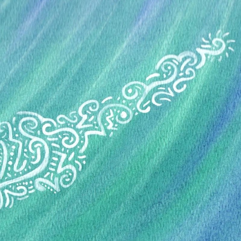 Blue Green & White 9x12 Original Watercolor Painting by theartofpieces
