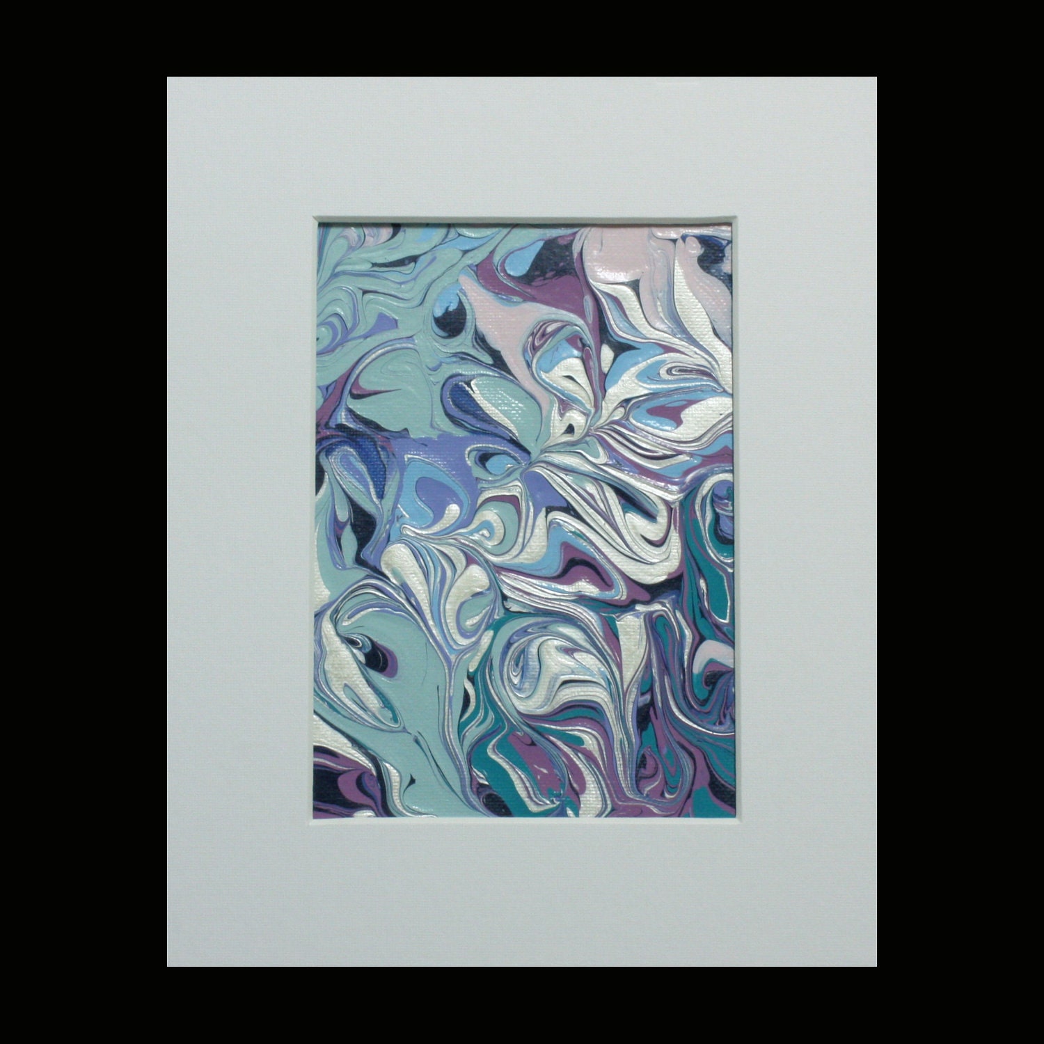 Blue, Purple, Green & Silver Abstract Acrylic Painting - Free Shipping