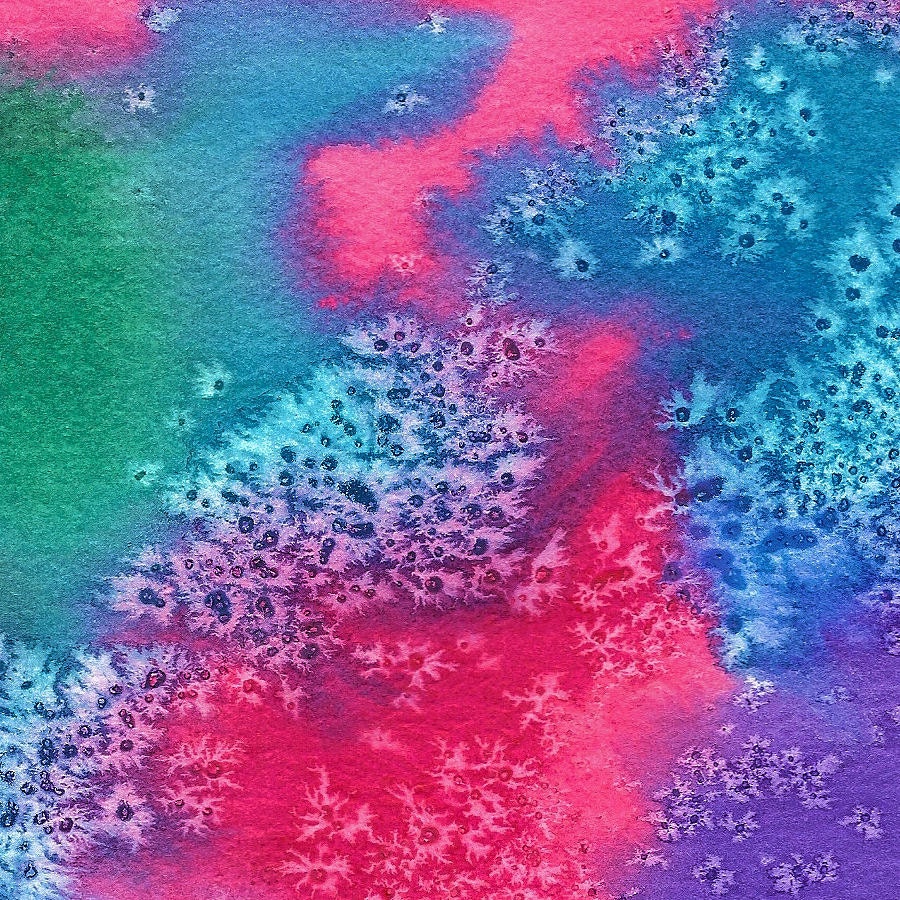 Pink, Blue, Green & Purple Original Watercolor Abstract Art Painting