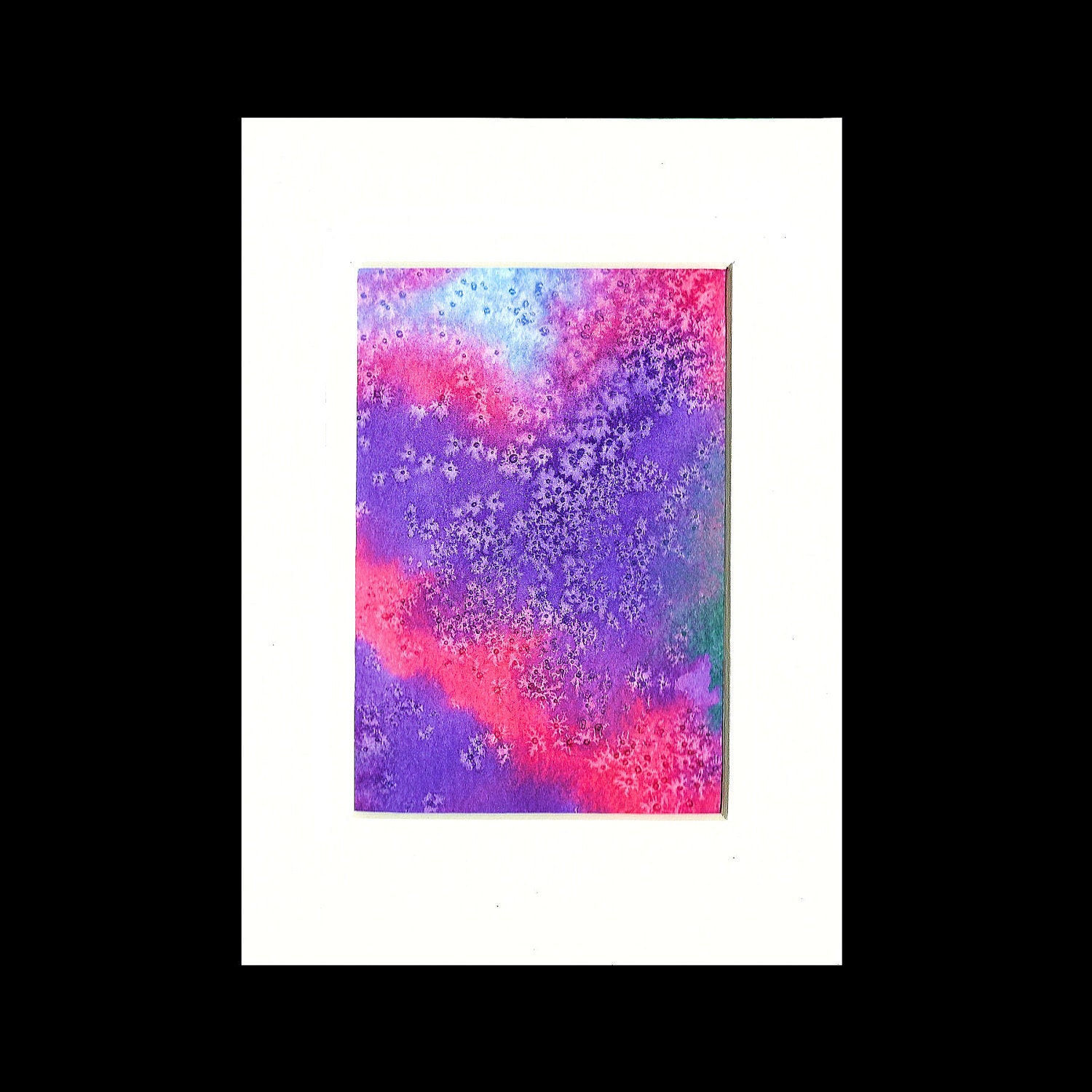 Original Watercolor Abstract Art Painting 5x7 - Pink, Blue, Green & Purple