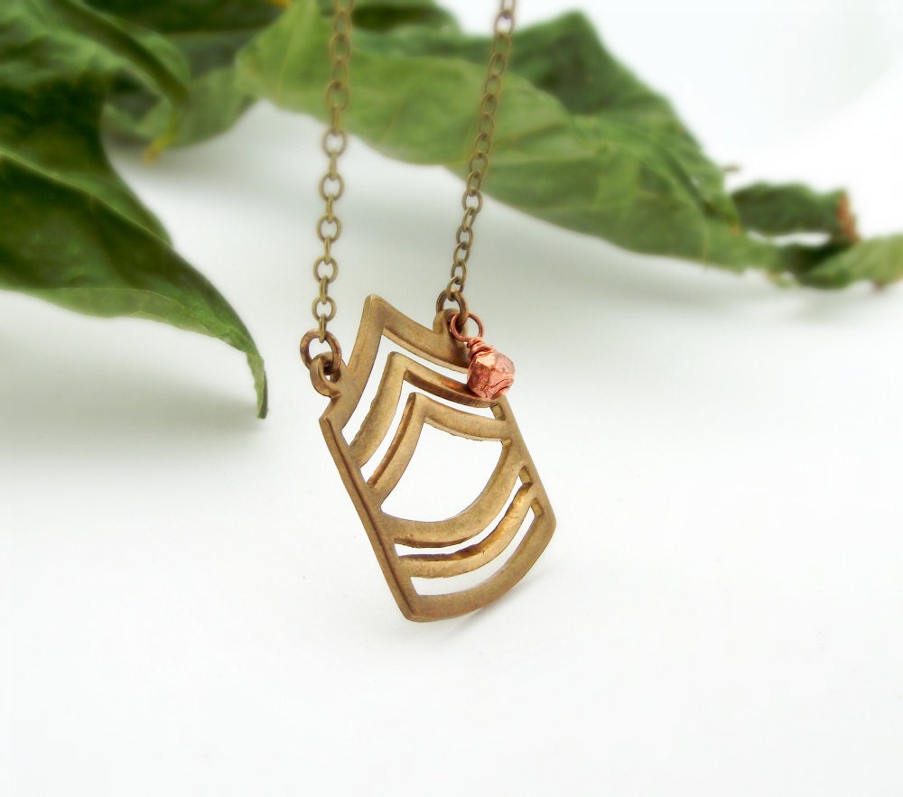 vintage brass chevron necklace