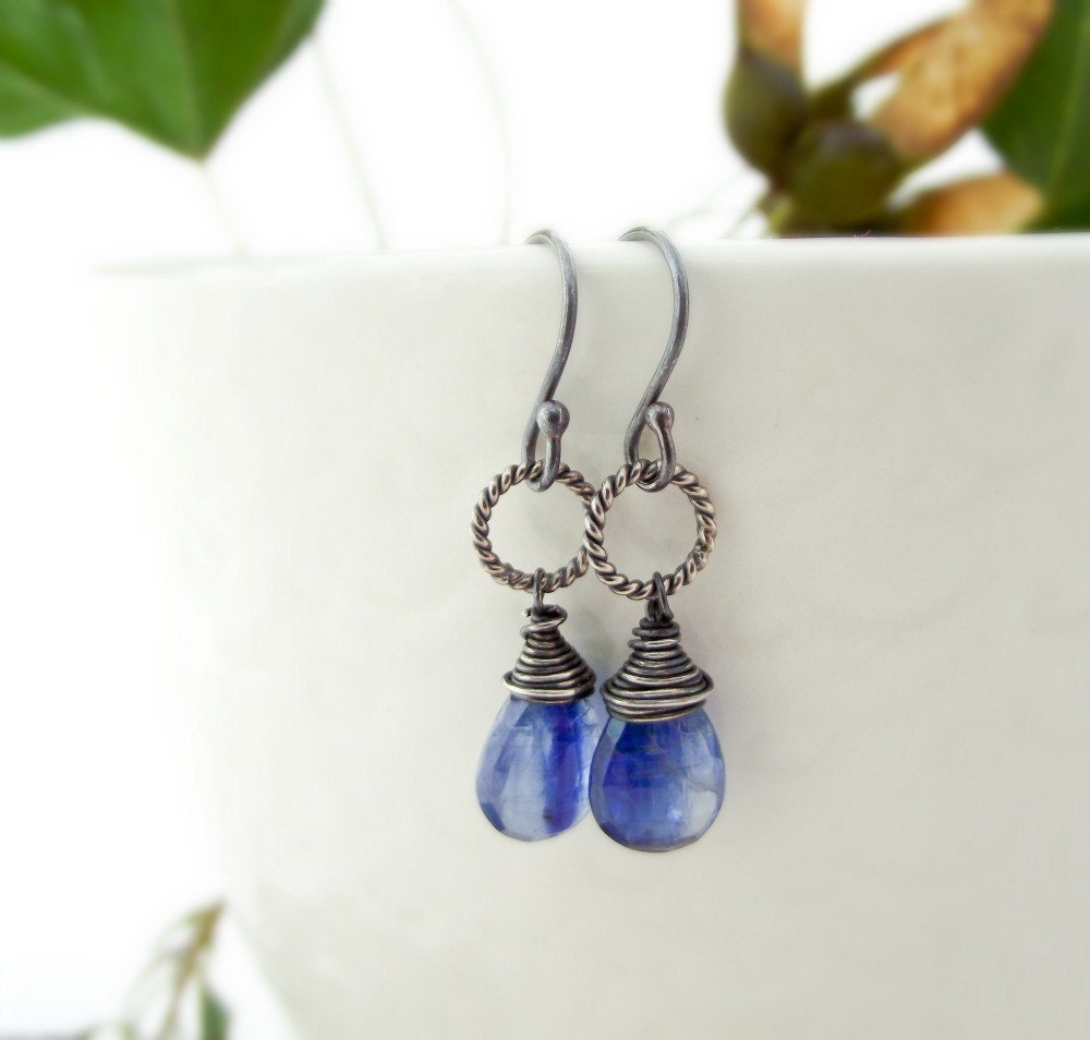 illyria earrings - kyanite, oxidized sterling silver