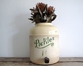 Stoneware Crock for Pickles, Corona Stoneware Company Ceramic Jug, Green
