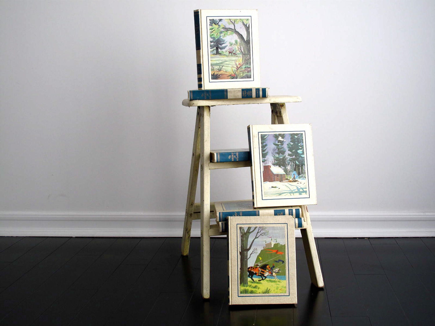 Childrens Book Series - Vintage Kids Book, Illustrated Nursery Rhymes, Blue Book Collection