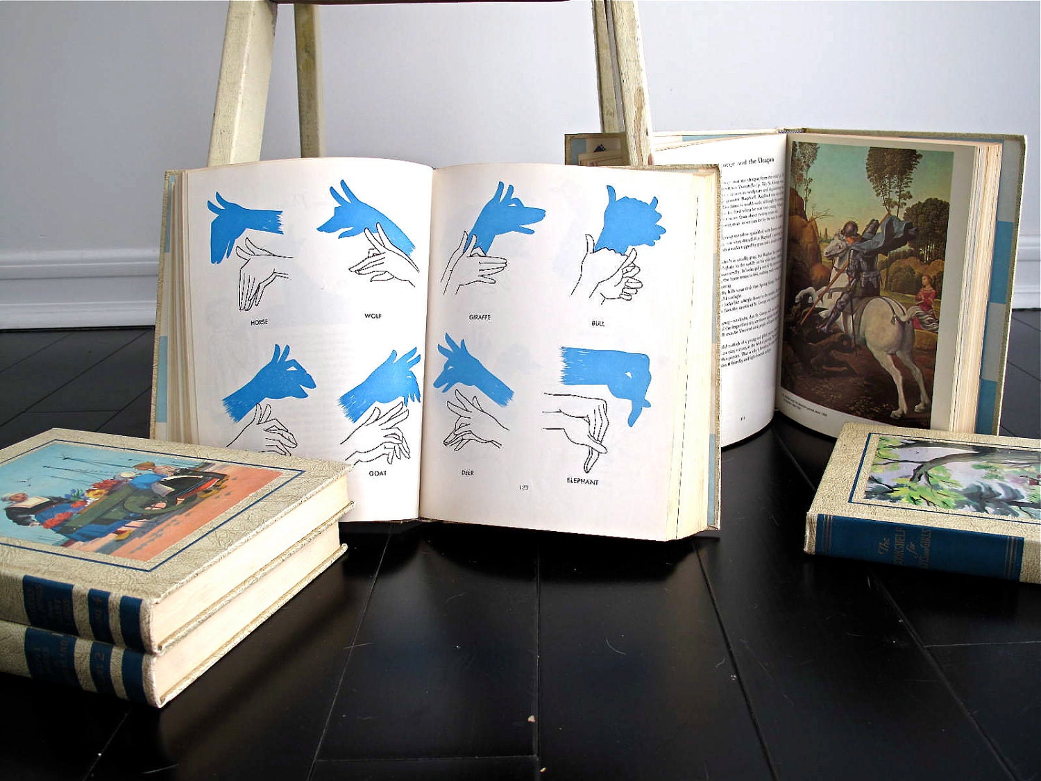Childrens Book Series - Vintage Kids Book, Illustrated Nursery Rhymes, Blue Book Collection