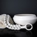Vintage Hanging Planter - Vintage Macrame and Ceramic Planter, White, Pottery