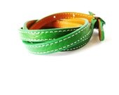 Multi Wrapped Green Leather Bracelet