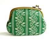 Lined Green Czech Flower Pouch