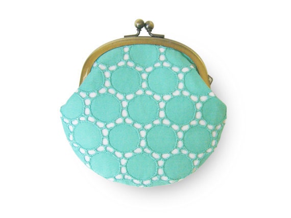 Turquoise Circle Lace Coin Purse