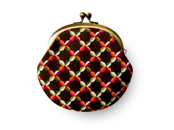 Colorful Flower Brown Coin Purse