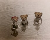 Teddy Bear Art, Mixed Media Collage Print, Three Bears, Childrens Room Decor, frighten