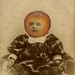 Halloween Decoration, Mixed Media Collage Print, Pumpkin Head, Altered Antique Baby Portrait, frighten