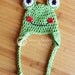 Frog hat with earflaps, braids and face Any size Great for photo prop girl or boy FREE SHIPPING
