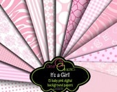 Pink Paper Digital Paper Baby Girl Printable Baby Shower Paper Pastel Pink Digital Paper Party Paper - Instant Download Il_170x135