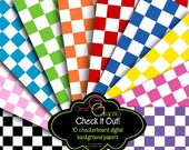 Checkerboard Digital Paper Checkered Paper Background Paper Party Paper Red Checkered Paper Checker Board Instant Download Il_170x135