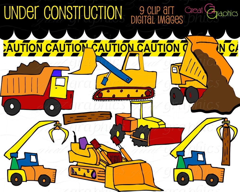 Construction Clipart, Truck Clip Art, Digital Clip Art, Construction Clipart, Caution Tape, Dumptruck, Instant Download Il_170x135