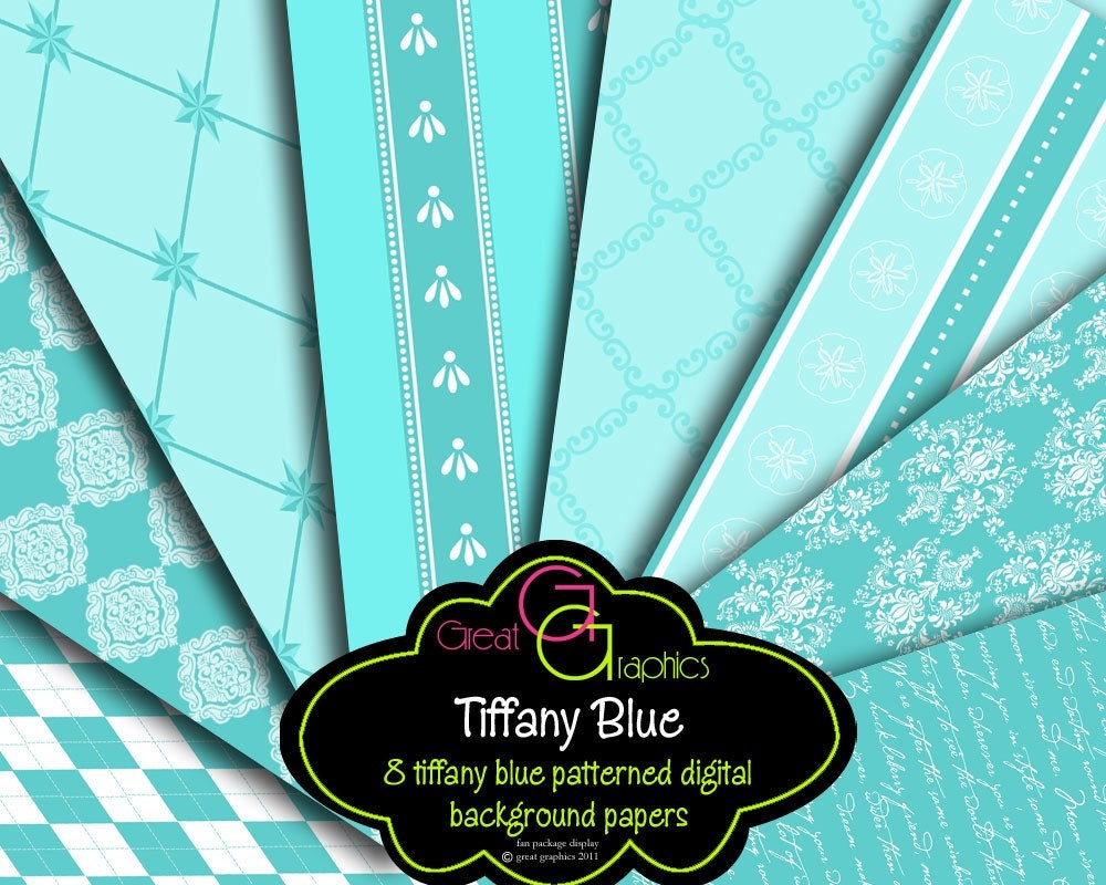 Tiffany Paper Tiffany Blue Paper Digital Paper Wedding Digital Paper Tiffany Blue Damask Printable Paper Instant Download