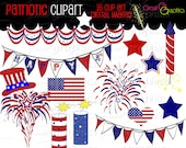 4th of July Digital Clip Art July 4th Clipart Printable Independence Day Digital Party Clip Art Red White and Blue - Instant Download Il_170x135