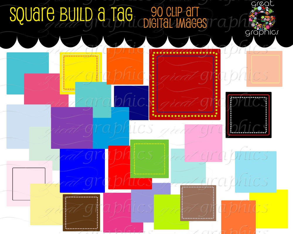Square Frame Digital Clip Art Frame Clipart Digital Frame Invitation Clipart Party Clip Art Instant Download Il_170x135