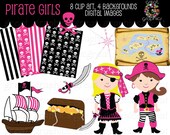 Girl Pirate Clipart Pirate Clipart Pirate Paper Pirate Digital Paper Pink Girl Pirate Clip Art Instant Download Il_170x135