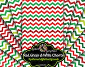 Christmas Chevron Pattern white Backgrounds, digital background sheets - christmas red green white chevron pattern Il_170x135
