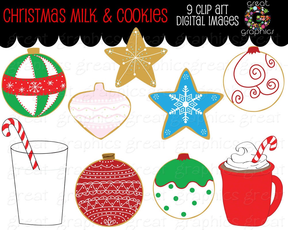 Christmas Clip Art Christmas Cookies and Milk clip art printable Christmas clip art digital clip art Christmas cookie ciip art Il_170x135