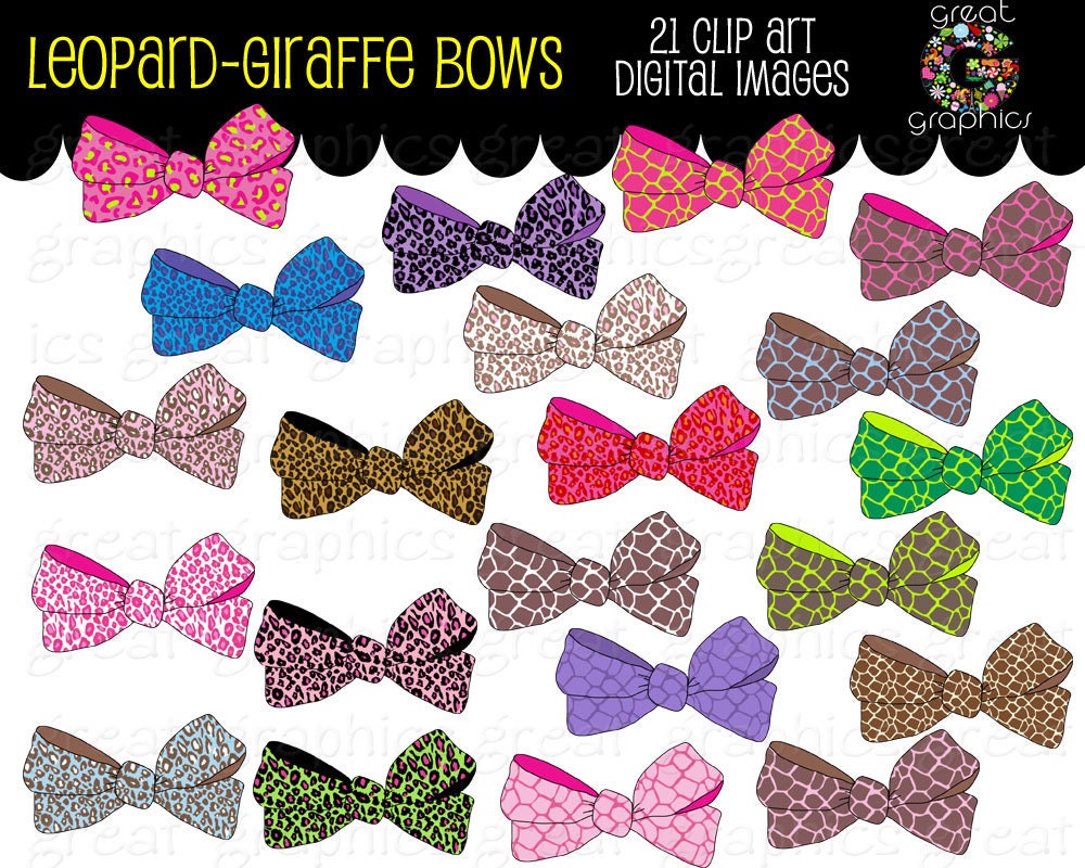 Digital Clip Art Bow Clipart Leopard Print Bow Printable Clipart Digital Bow Clip Art Instant Download Il_170x135