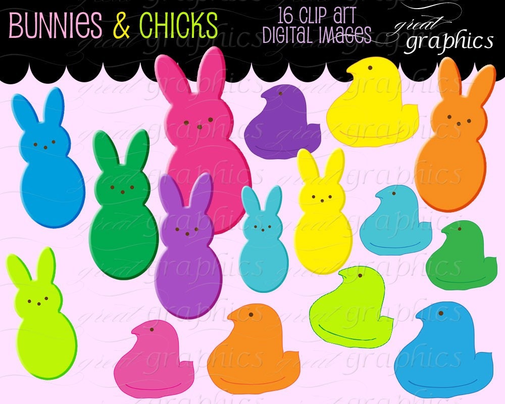 Easter Clip Art Easter Peep Easter Clipart Digital Easter Peeps Printable Easter Invitation Clipart - Instant Download Il_570xn