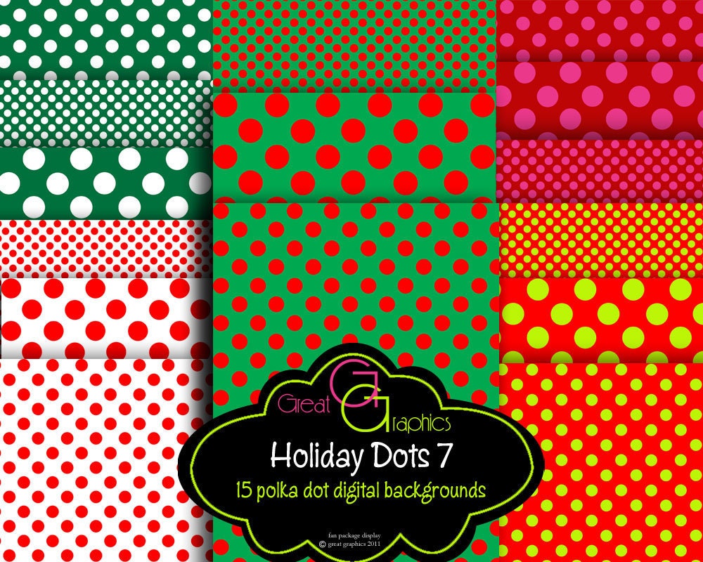 Christmas Backgrounds, set 7, Christmas polka dot holiday digital background sheets, printable Christmas digital background paper Il_570xn