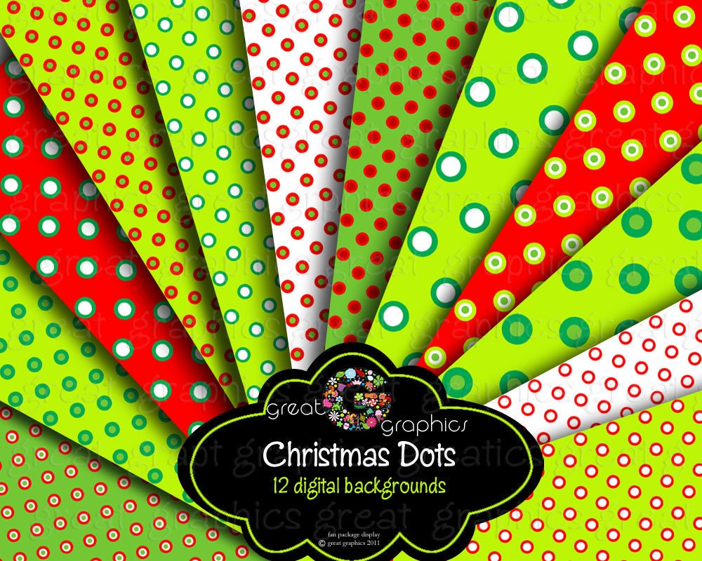 Christmas backgrounds, digital Christmas printable red green dot Backgrounds sheets, red, green, lime, holiday backgrounds Il_570xn