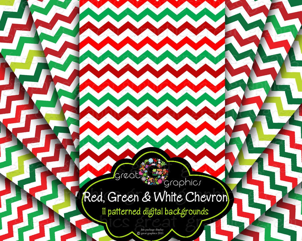 Christmas Chevron Paper Christmas Digital Chevron Paper Printable Chevron Paper Christmas Red and Green - Instant Download Il_570xn