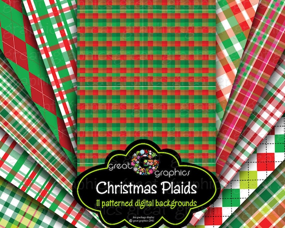 Christmas Background Christmas Plaid Digital Backgrounds, Christmas red green plaid digital background sheets, holiday plaid Il_570xn
