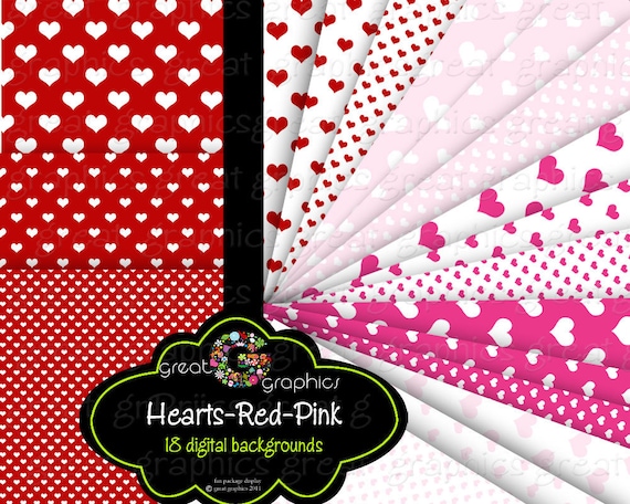 Heart Digital Paper Digital Heart Paper Printable Heart Background Paper Party Paper Valentine - Instant Download Il_570xn