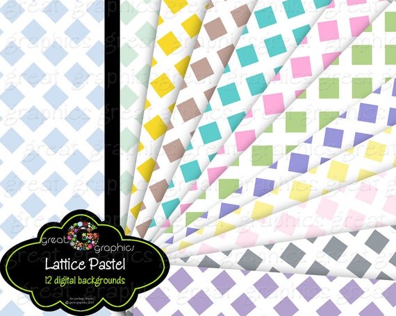 Pastel Lattice Digital Paper Lattice Pattern Printable Paper Baby Shower Paper Digital Invitation Paper - Instant Download Il_570xn