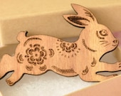 Rosie Wooden Rabbit Brooch