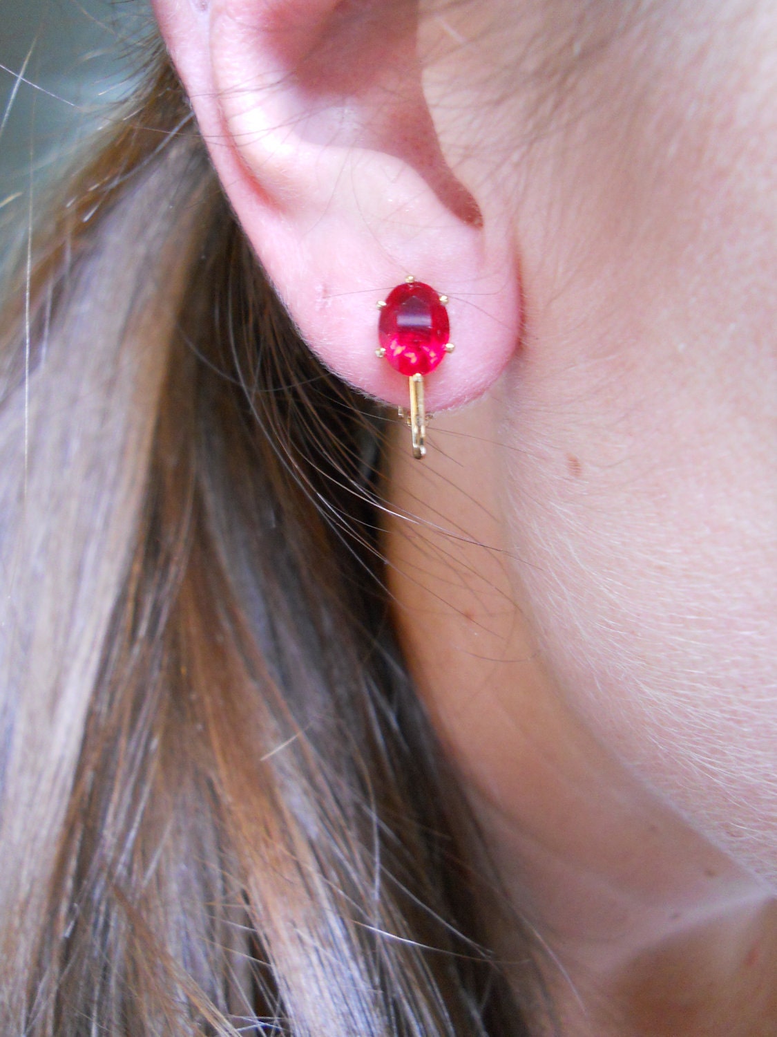 Vintage Ruby Clip On Earrings