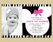Minnie Mouse Pink & Zebra Birthday Invitation - Any Age - Girl Il_170x135