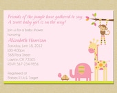 Modern Jungle Animals Baby Shower Invitation - Girl- Matching Coordinates Available Il_170x135