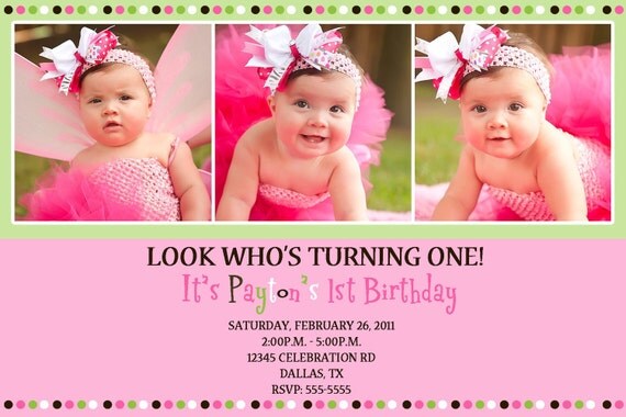 Lime Green & Pink Birthday Invitation (You Can Change Wording, Colors and Patterns) Il_570xn