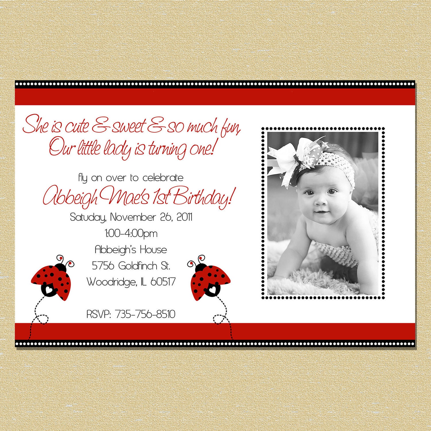 Ladybug PolkaDot Birthday Invitation - Matching Coordinates Also Available Il_570xn